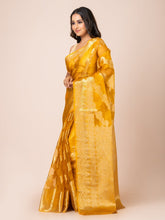 KAVVYA SOFT & LIGHT WEIGHT MUSTARD ORGANZA SILK WEAVING SAREE - KAVVYA